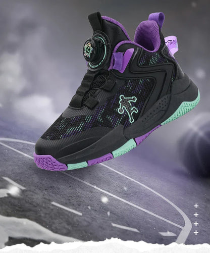 Rotary Buckle Kids Basketball Sneakers Boys Brand Sneakers Mesh Breathable Children's Basketball Shoes Outdoor Sports Shoes Girl