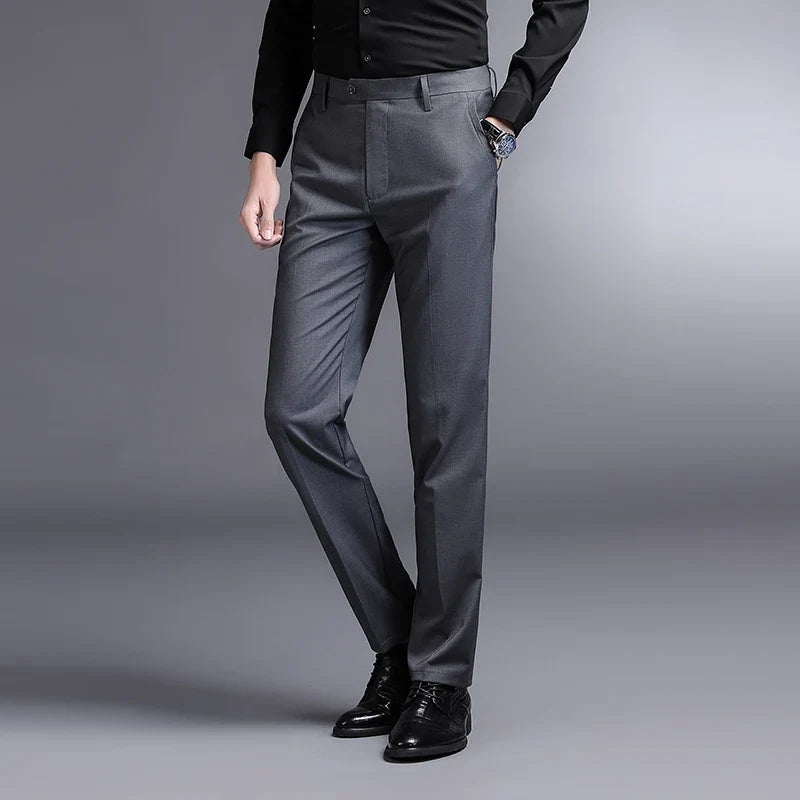 Top Grade New Brand Fashion Relax Fit Suit Pant Office Trousers For Men Dress Pants Business Straight Trousers Men's Clothing