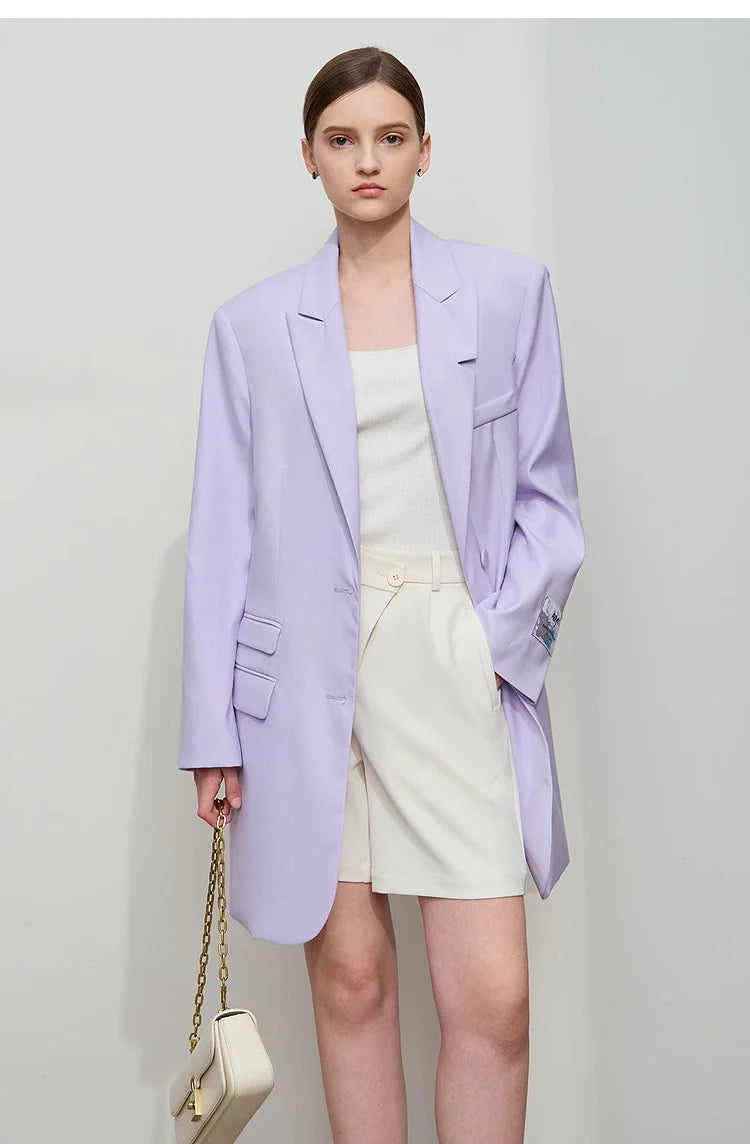 Minimalist Women's Jacket 2025 Autumn New Solid Color Commuter Loose Straight Women's Long Sleeve Top Long Blazer 12541154