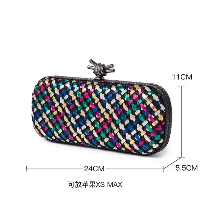 Hand Woven Clutch Purse Luxury For Women 2025 New High Grade Party Wedding Prom Mixed Colors Evening Bag Elegant Trend Chain Bag