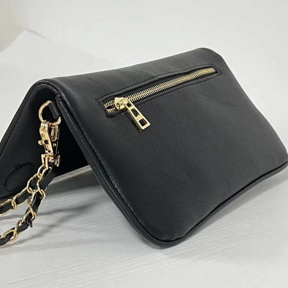 Luxury Design Bag for Women Fashionable Black Leather Ladies Crossbody Bag 2026 New Style Retro Single Shoulder Envelope Bag