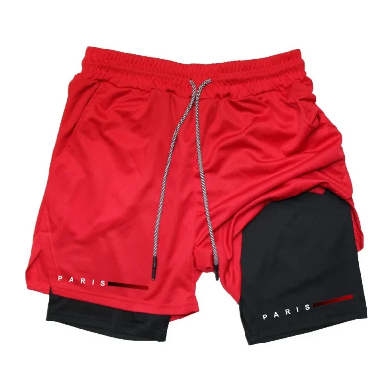 Men Running Shorts 2 in 1 Double-deck Sport Shorts Sportswear Gym Fitness Short Pants Training Jogging Bottom Men's Clothing