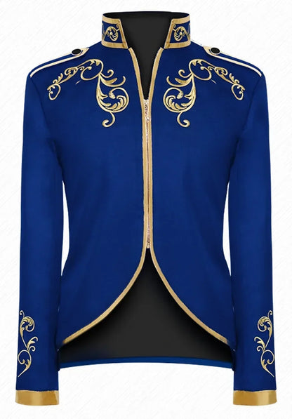 British Style Men Embroidered Flower Suit White / Blue / Red Male Wedding Dance Party Coat Singer Stage Performance Dress Blazer