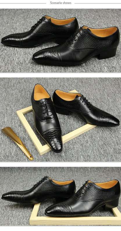 High-end Handmade Leather Shoes Men's Fashion Carved Brogue Shoes British Breathable Business Formal Shoes Pointed Oxford Shoes