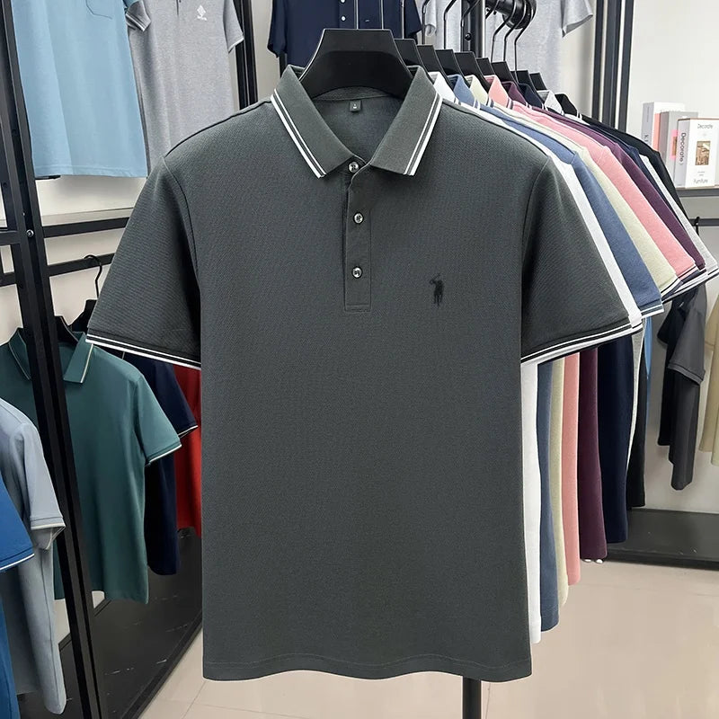 Fashion brand 100% cotton summer new item men's original pony embroidered polo shirt comfortable and breathable short sleeve top
