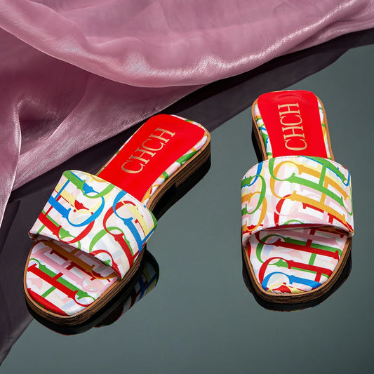 Fashionable Retro Design New Women's Shoes Summer Casual Color Blocking Design Non Slip Sandals Slippers Letter Slippers