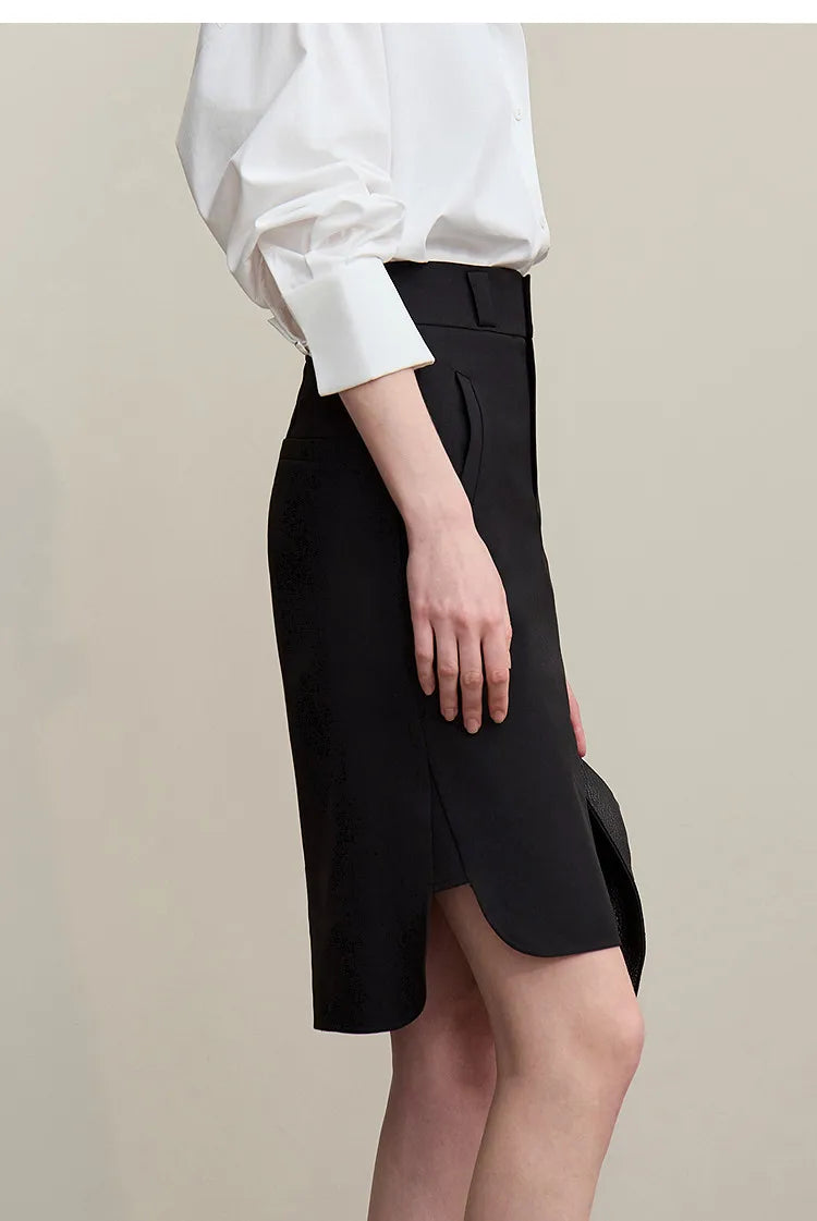 Mid Skirt 2026 Summer New Casual Workwear Style A-Line Skirt Women's solid Versatile Side Slit Women's clothing 12642098