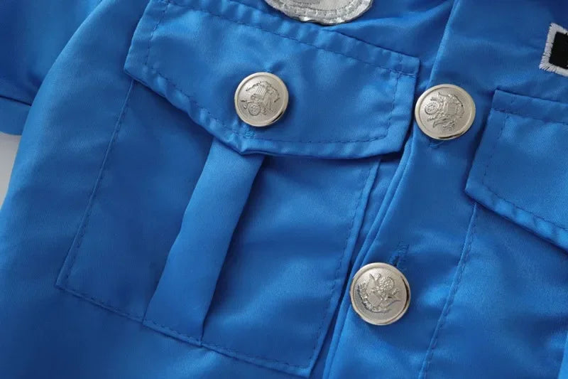 3-12 Years Police Costume Justice Superhero Blue Officer Dress Dressup Costume Halloween Role Play Christmas Birthday Gift Party