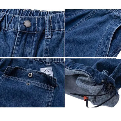 Spring And Autumn Japanese Style Oversized Straight Leg Jeans Loose Drawstring Workwear Pants Wide Leg Pants  Men'S Pants