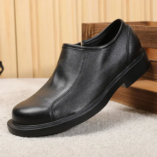 Round Toe Male Casual Shoe Office Brown Men's Leather Shoes Legitimate Retro Shipping Free Delivery Size 45 Designer Comfortable