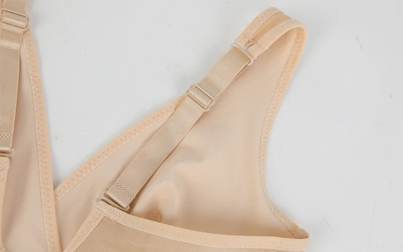Women's High Stretch Bodysuit Shapewear Bodysuit Sexy Cross Mesh Underwear Tummy Control Slimming Full Body Shaper