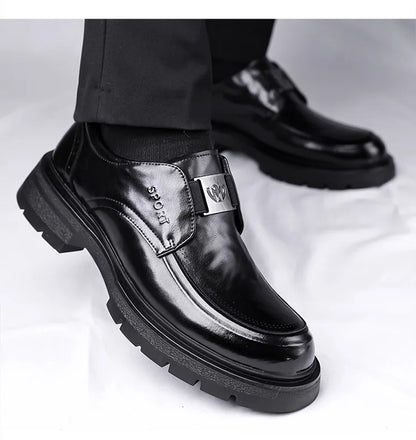 Spring Autumn New Increase Leather Shoes for Men Black Business Casual Platform Shoes Male Fashion High Quality Dress Shoe Man