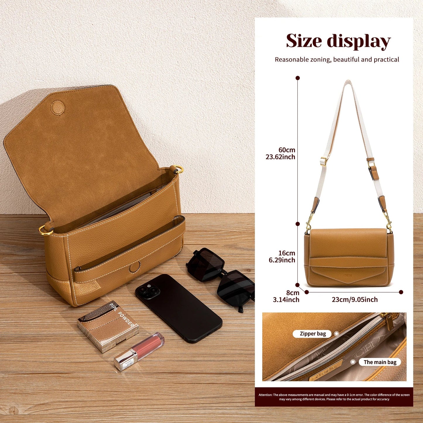 Shoulder Bag Simple High Quality Grey Texture Flip Cover Bag Soft Square Bag Women's Commuter