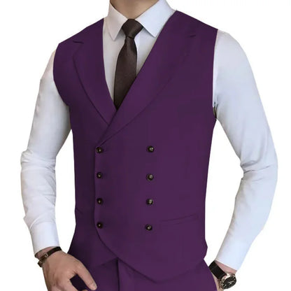 Men Vest Champagne Solid Double Button Waistcoat For Wedding Birthday Banquet Party Work Business Casual Men Suit Vest