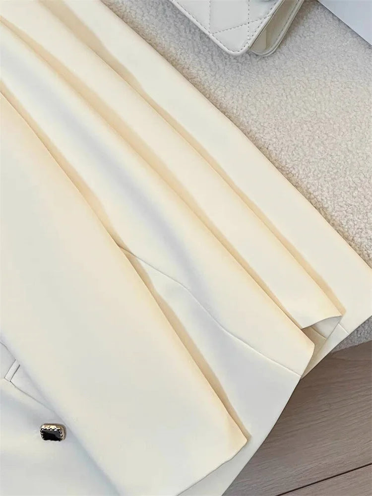Spring Women's Suit Jacket Fashionable Korean Design Commute Style Long Sleeve Polyester Blend Urban Windbreaker