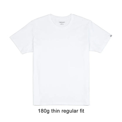 2026 Summer New 180gsm 100% Cotton White Solid T Shirt Men Causal O-neck Basic T-shirt Women High Quality Tops