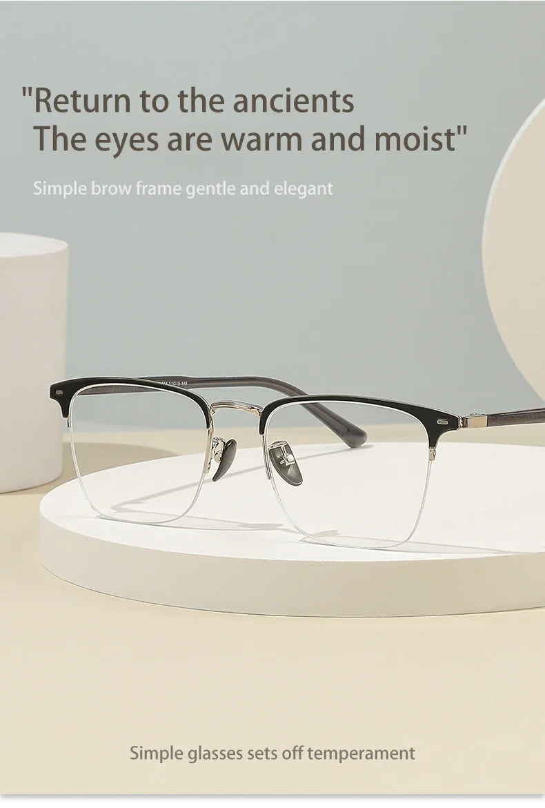Classic Business Half Rim Eyeglasses Black Reading Glasses Men 888 Retro Anti-Blue Light Frames Customizable prescriptions