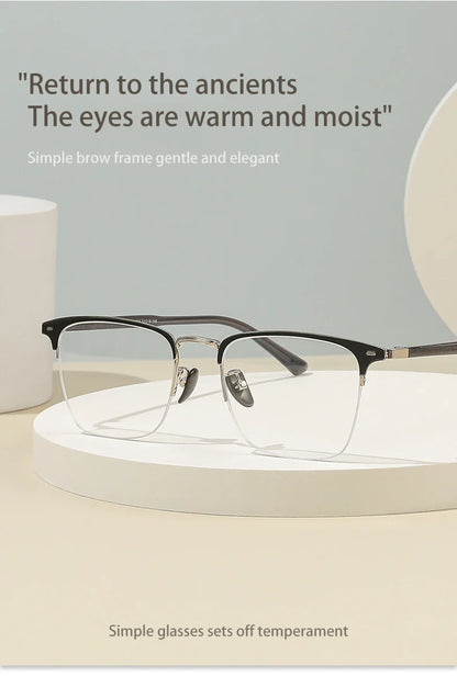 Classic Business Half Rim Eyeglasses Black Reading Glasses Men 888 Retro Anti-Blue Light Frames Customizable prescriptions