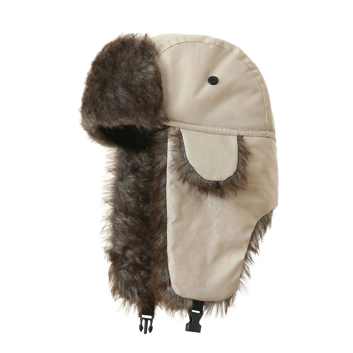 Men's Warm Soldier Hat Winter Pilot Patrolman Earmuffs Polyester Fiber Warm Russian Ski Hat Windproof Cold Pilot Hats