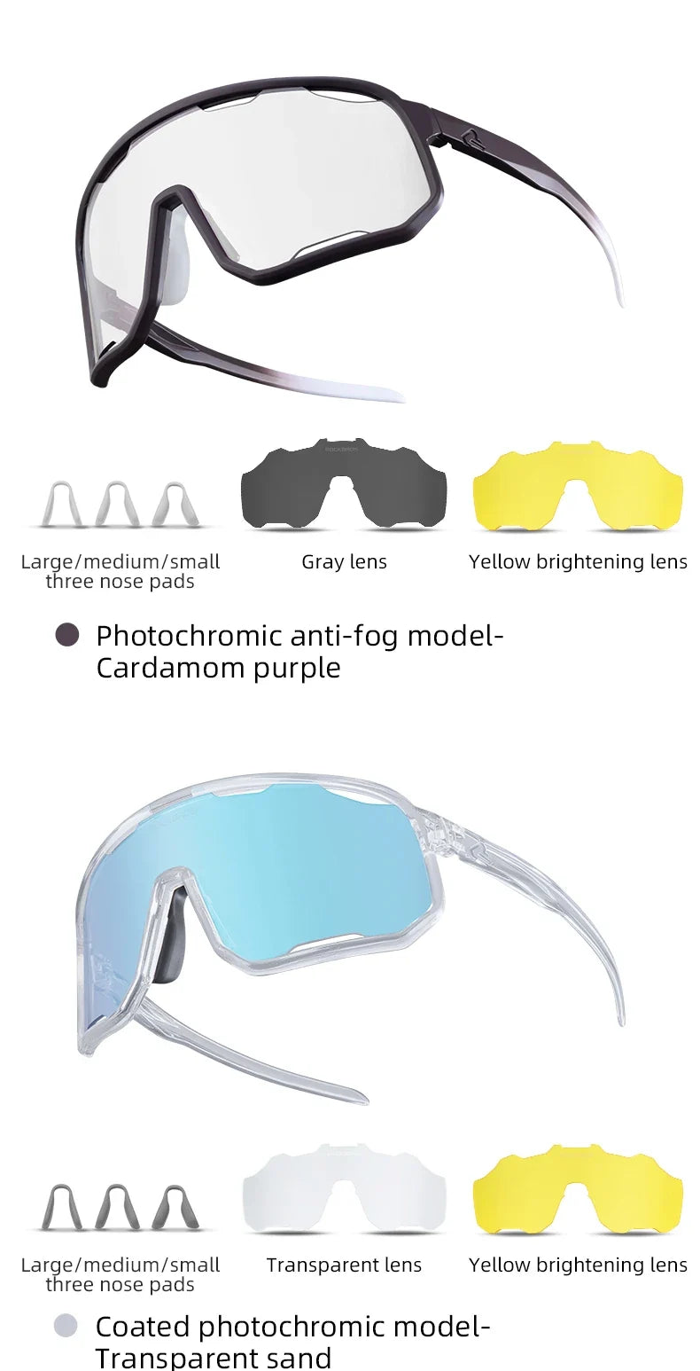 Cycling Glasses Goggles Polarized/Photochromic Sunglasses Sport Big frame Eyewear UV400 Sun Protection with 2 Lens