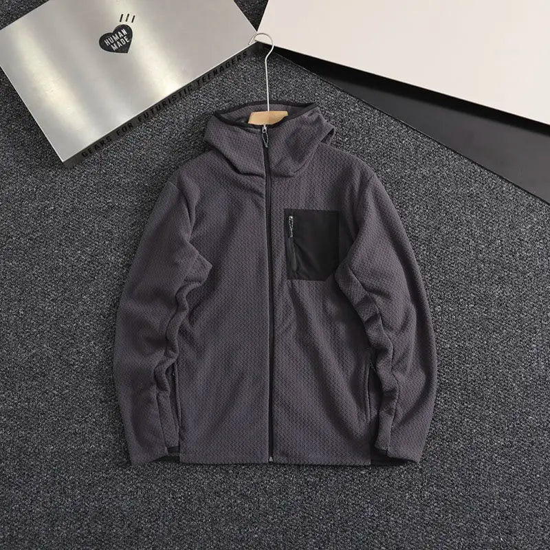 2026 Outdoor Men's and Women's Leisure Sports Fishing Travel Trend Mountain Grab Velvet Hooded Wavy Camping All-match Jacket