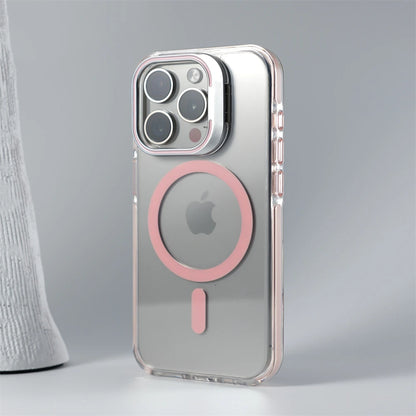 Luxury Lens Holder Shockproof Magnetic Case For iPhone 16 15 14 Plus 13 12 17 Pro Max 17Air 16e Magsafe Fashion Clear Cover