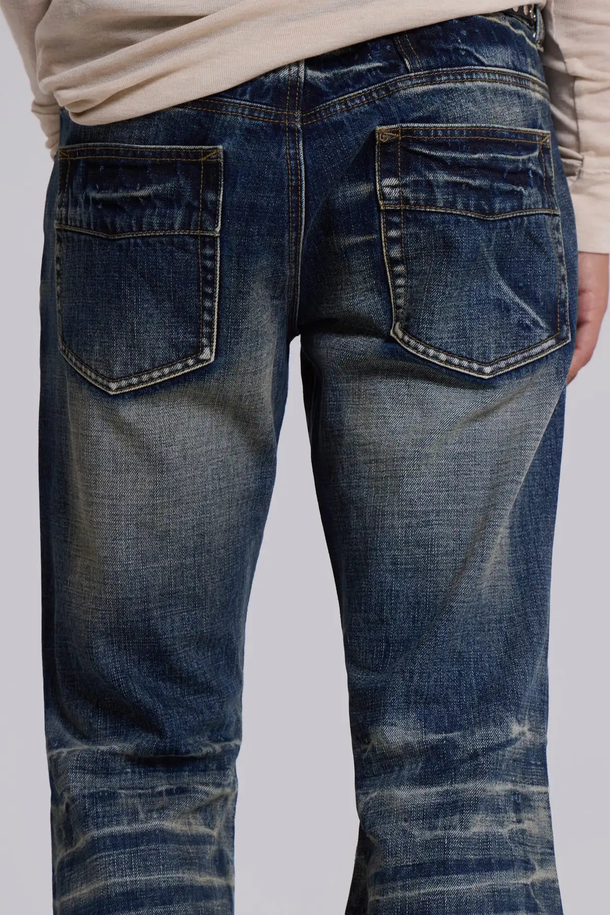 Y2K Vintage Flared Jeans Mid Blue Washed Men Women Bootcut Jeans American Hip Hop Distressed Streetwear Unisex Wide Leg Pants