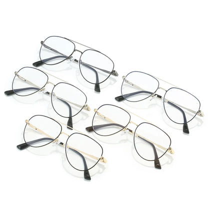 Double Bridge Anti-Blue Light Reading Glasses Men's Metal Pilot Style Leisure Travel Customized Prescription Myopia RS6912