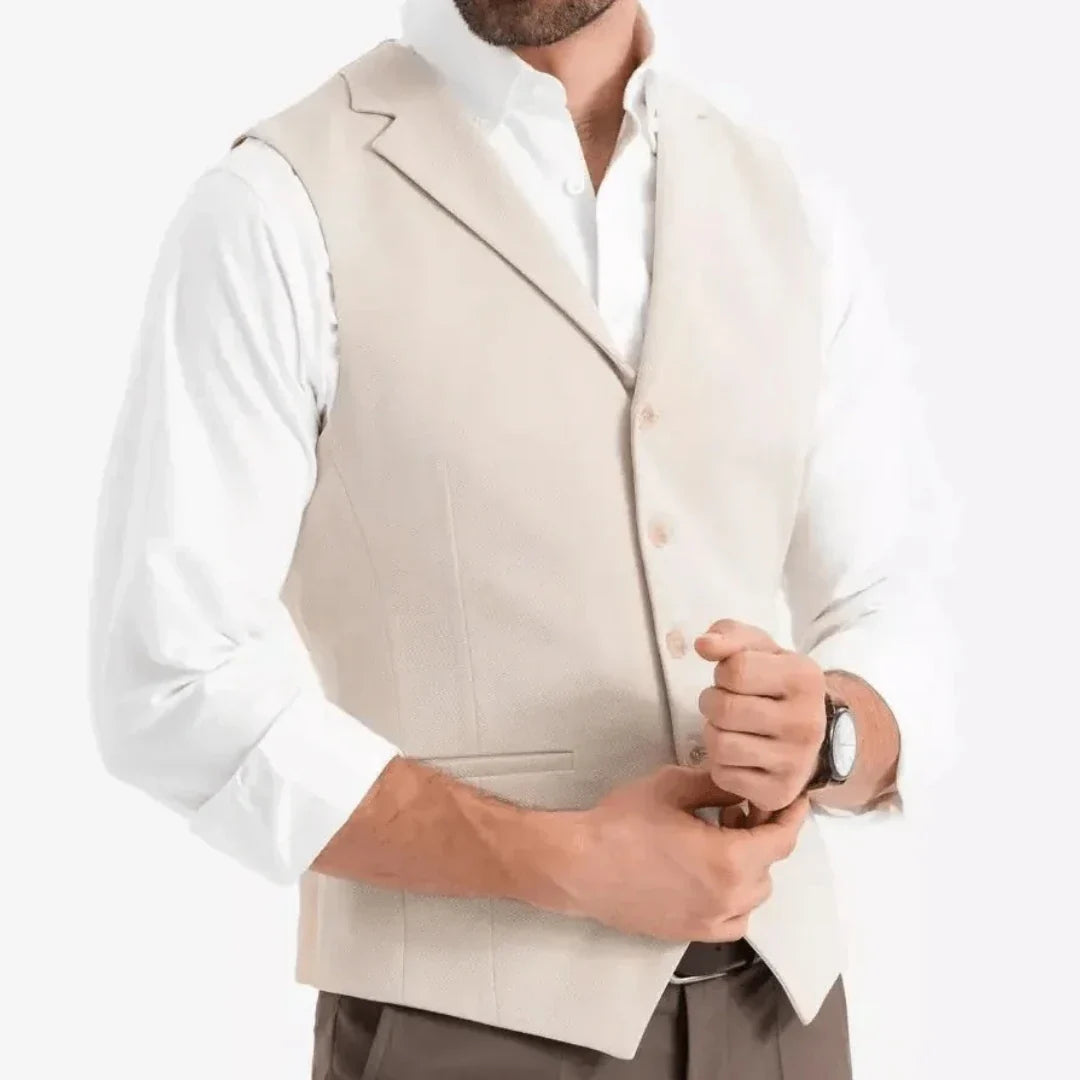 Men Vest White Double Button With Pocket Solid Waistcoat For Wedding Banquet Business Work Office Casual Daily Men Suit Vest