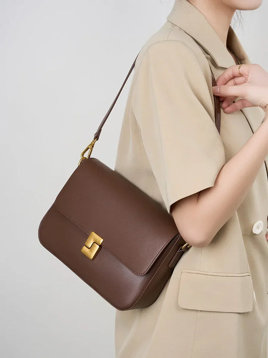 100% Genuine Leather Women Crossbody Bag Fashion Small Square Bag High Quality Cowhide Women's Commuter Shoulder Bag