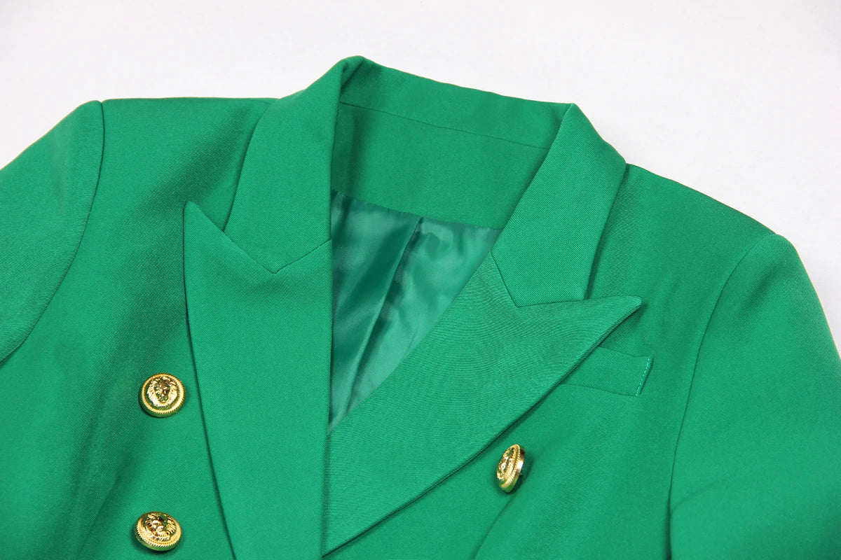 S-XXL Rainbow Color Fashion Classic Solid Double row Gold Button Long Sleeve Slim Fit Temperament Commuter Casual Woman Blazer