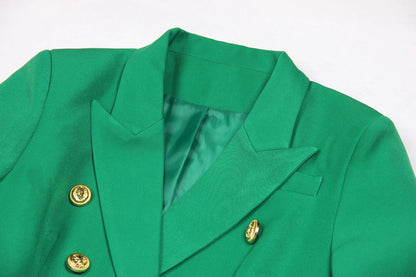 S-XXL Rainbow Color Fashion Classic Solid Double row Gold Button Long Sleeve Slim Fit Temperament Commuter Casual Woman Blazer