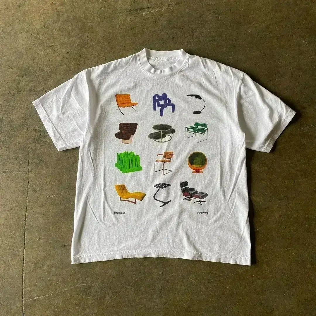 2000s Harajuku T Shirts Vintage Y2k Streetwear Gothic Harajuku Graphic T-shirts Retro Kawaii Printing Casual T-shirts Unisex