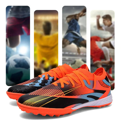 Professional Long Spikes Football Field Cleats Men Women Trend Pink Soccer Shoes Society Man Trainers Futsal Sneakers Size 33-46