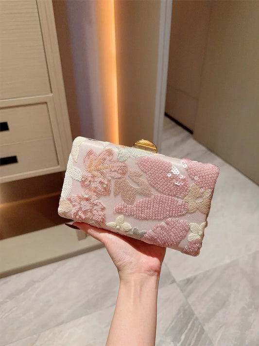 New Cross-Border Sequin Embroidery Flower Chain Clutch Bag Chain Bag Spring and Summer Fashion Trendy Women's Bag Crossbody Bag