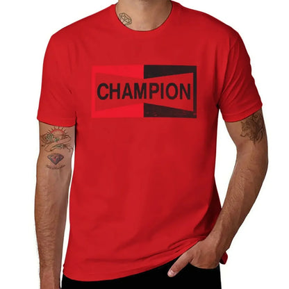 CHAMPION - Spark Plug Retro Distressed Emblem - Cl T-Shirt Short sleeve tee new edition slim fit t shirts for men