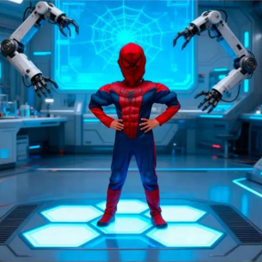 Peter Parker Muscle Costume Red Suit Halloween Cosplay Ultimate Movie Characters Party Christmas New Year Gift