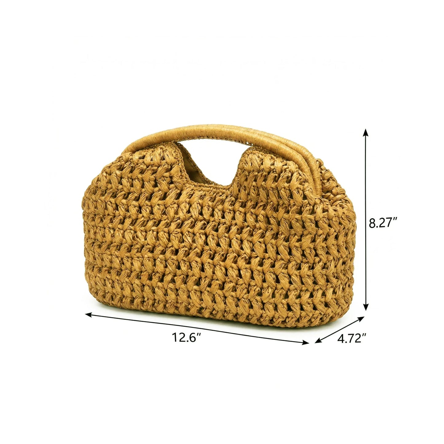 Seaside vacation style grass woven bag, spring and summer new style, European and American high-end feeling, hand-held gold clip