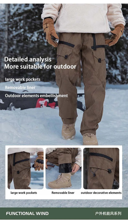 Winter Three-Tn-One Down Hiking Pants Men Windproof Waterproof Antifouling 90 White Duck Down Removable Liner Outdoor Sport Pant