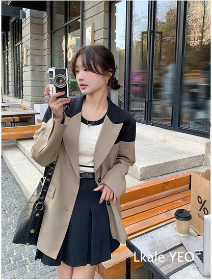 Women's Blazer Jacket 2025 Spring Autumn Korean Temperament Casual Ladies Outerwear Versatile Fashion Female Suit Coat