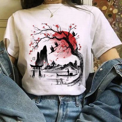 Japanese Anime T Shirts Women T-shirts Harajuku Ullzang T-shirt Cartoon Aesthetic Vintage Shirts for girls 90s Top Tees