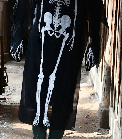 2026Halloween New Party Role Playing Children Adult Death Black Cloak Halloween Skull Ball Costume Prop Set Children Adult Gift