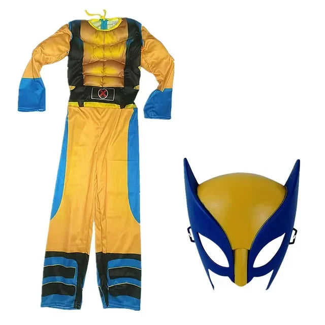 Kid Boys Captain America Muscle Costume Superhero Cosplay Jumpsuit  Halloween Carnival Party Birthday Dress Up Role Play Costume