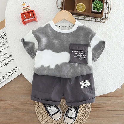 New Summer Baby Clothes Suit Children Boys Wave Tie Dye T-shirt+ Shorts 2Pcs/Sets Toddler Casual Fashion Costume Kids Tracksuits
