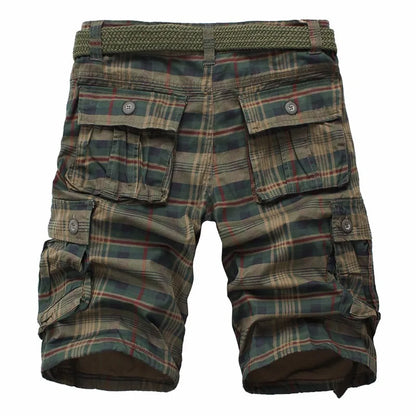2026 Summer Men Shorts Fashion Plaid Beach Shorts Mens Casual Shorts Military Short Pants Male Bermuda Cargo Overalls No belt