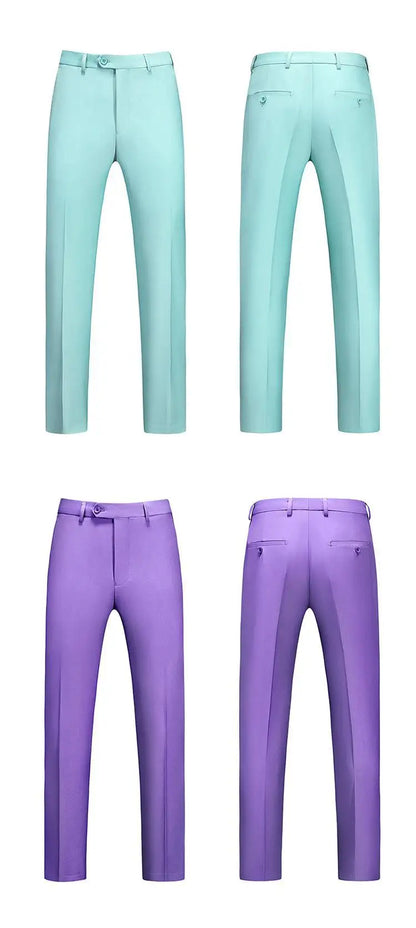 19 Colors High Quality Men's Solid Color Slim Fit Suit Pants Fashion Formal Business Social Groom Wedding High End Trousers