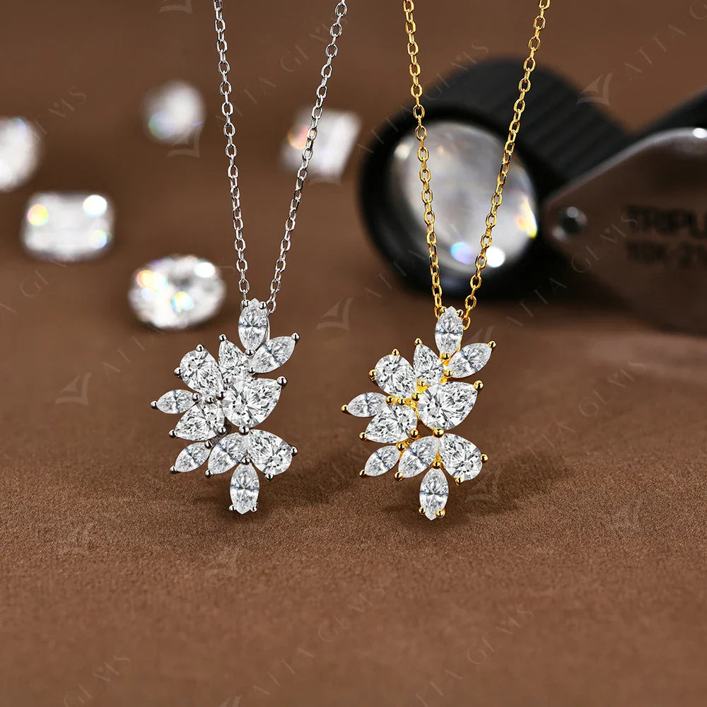 Moissanite Necklace For Women Full D VVS1 Lab Diamond luxury Pendant S925 Sterling Silver Engagement Party Jewelry Gift