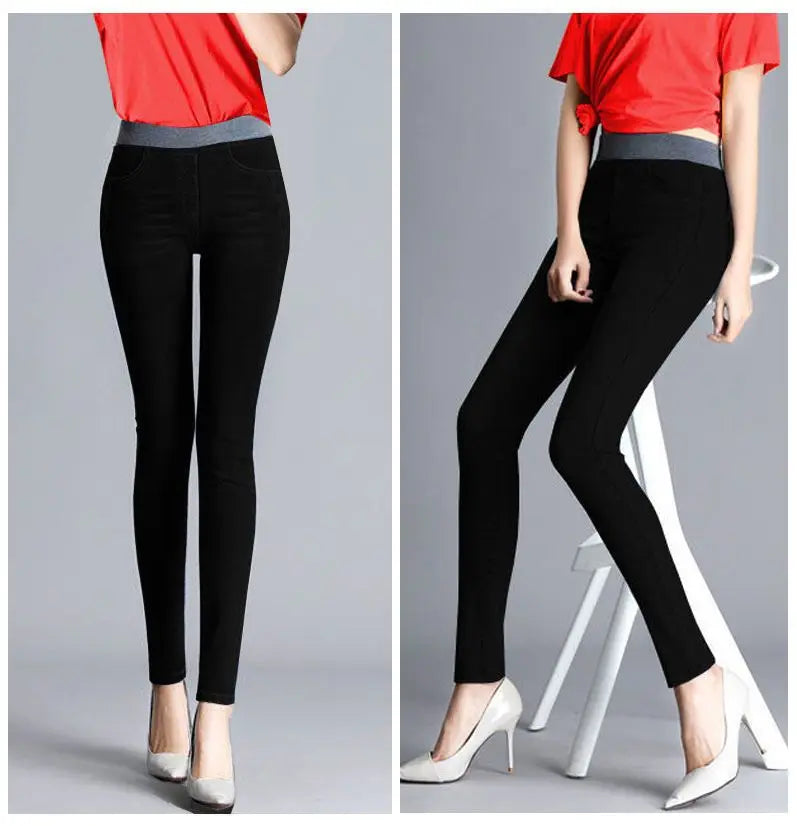 Winter Plus Velvet Stretch Jeans Women Oversize 40 High Waist Skinny Vaqueros Thick Warm Denim Trousers Fashion Mom Pencil Pants