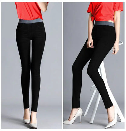 Winter Plus Velvet Stretch Jeans Women Oversize 40 High Waist Skinny Vaqueros Thick Warm Denim Trousers Fashion Mom Pencil Pants