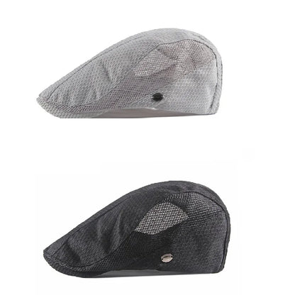 Men Women Breathable Mesh Summer Hat Newsboy Beret Ivy Cap Cabbie Flat Cap Adjustable Vintage Style